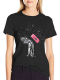 Eraser Tree Graphic Tee - Black Cotton T-Shirt