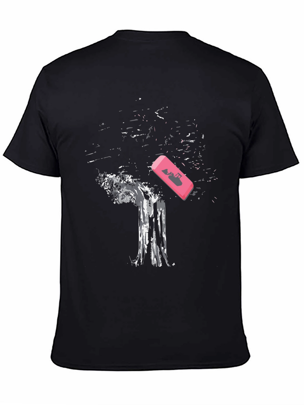 Eraser Tree Graphic Tee - Black Cotton T-Shirt