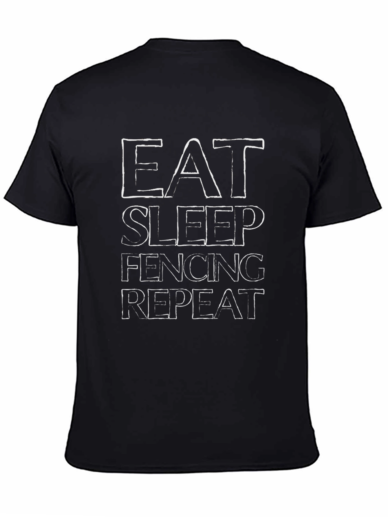 Eat Sleep Fencing Repeat Graphic T-Shirt - Black