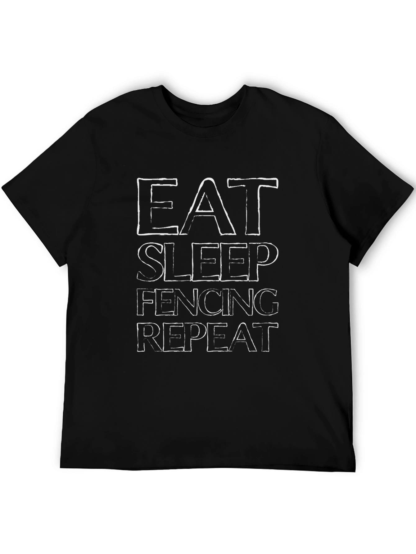 Eat Sleep Fencing Repeat Graphic T-Shirt - Black