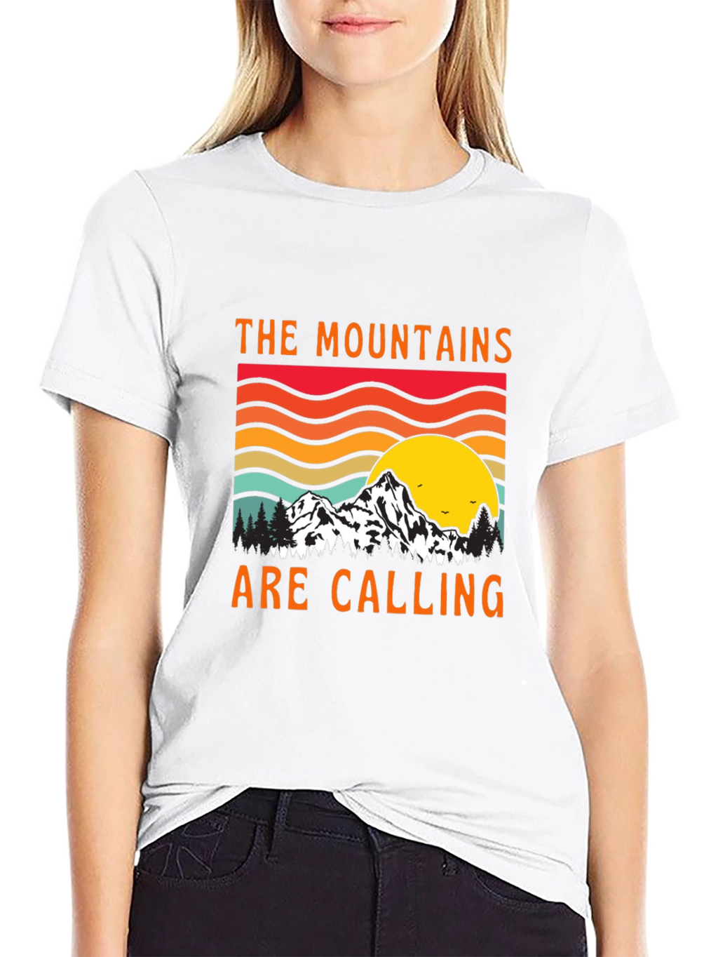 Mountains Are Calling Black Tee