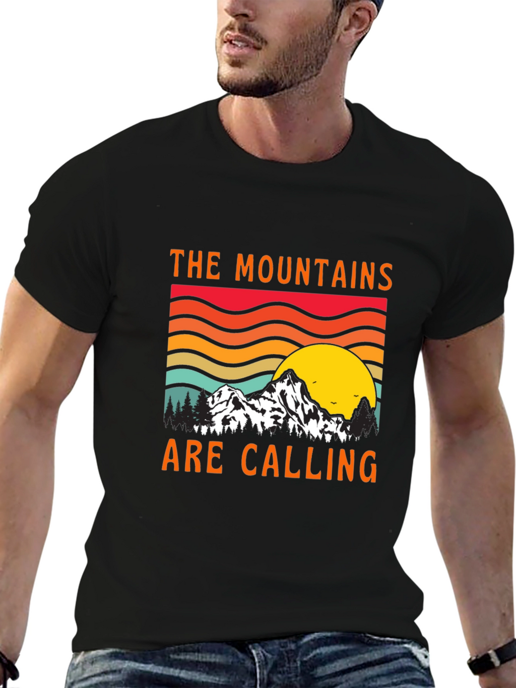 Mountains Are Calling Black Tee