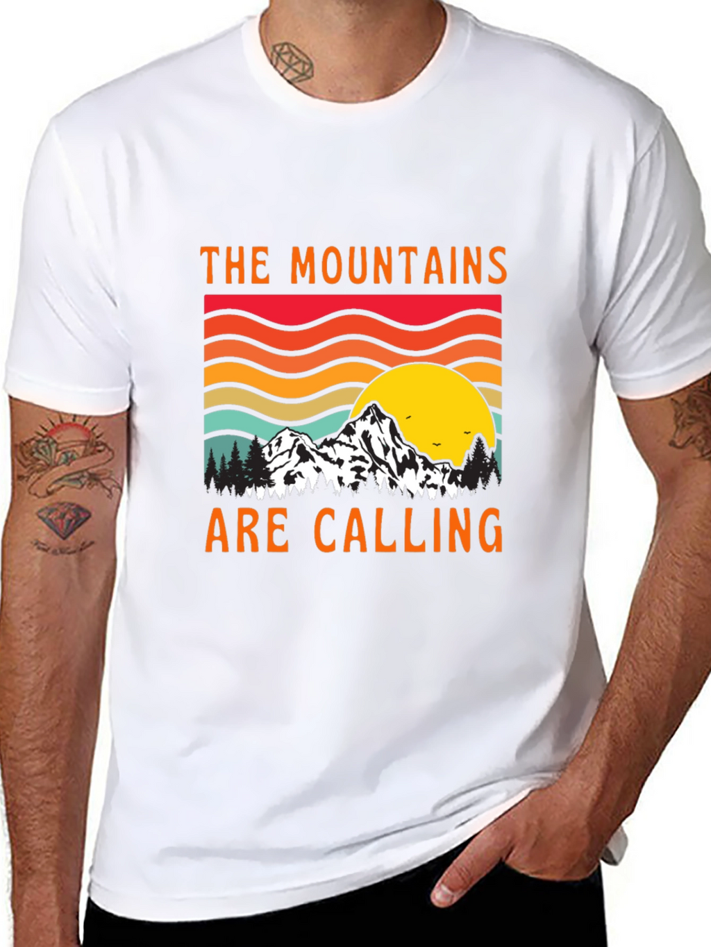 Mountains Are Calling Black Tee
