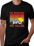 Mountains Are Calling Black Tee