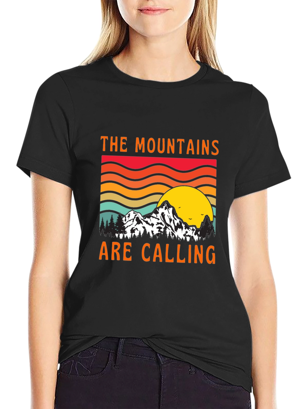 Mountains Are Calling Black Tee