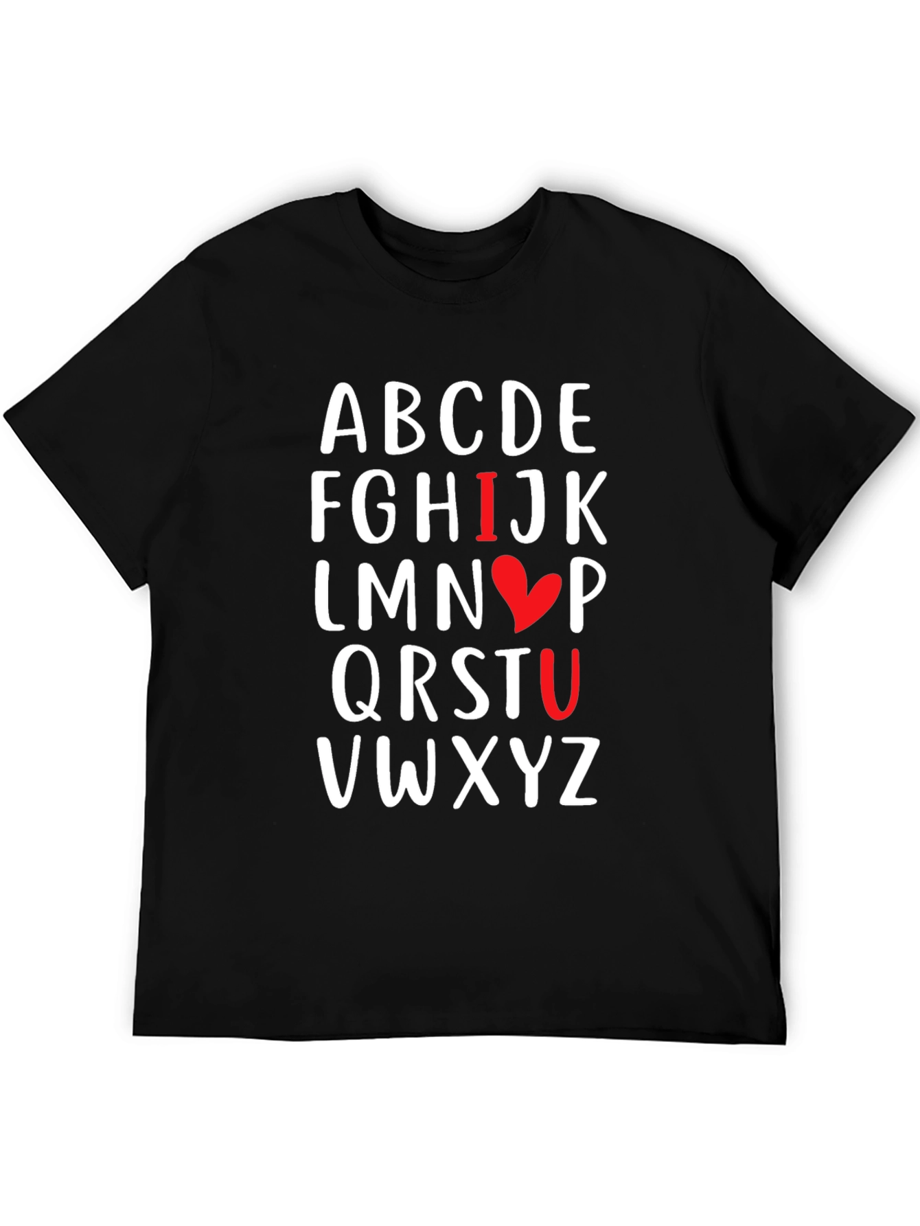 Alphabet I Love You Black T-Shirt
