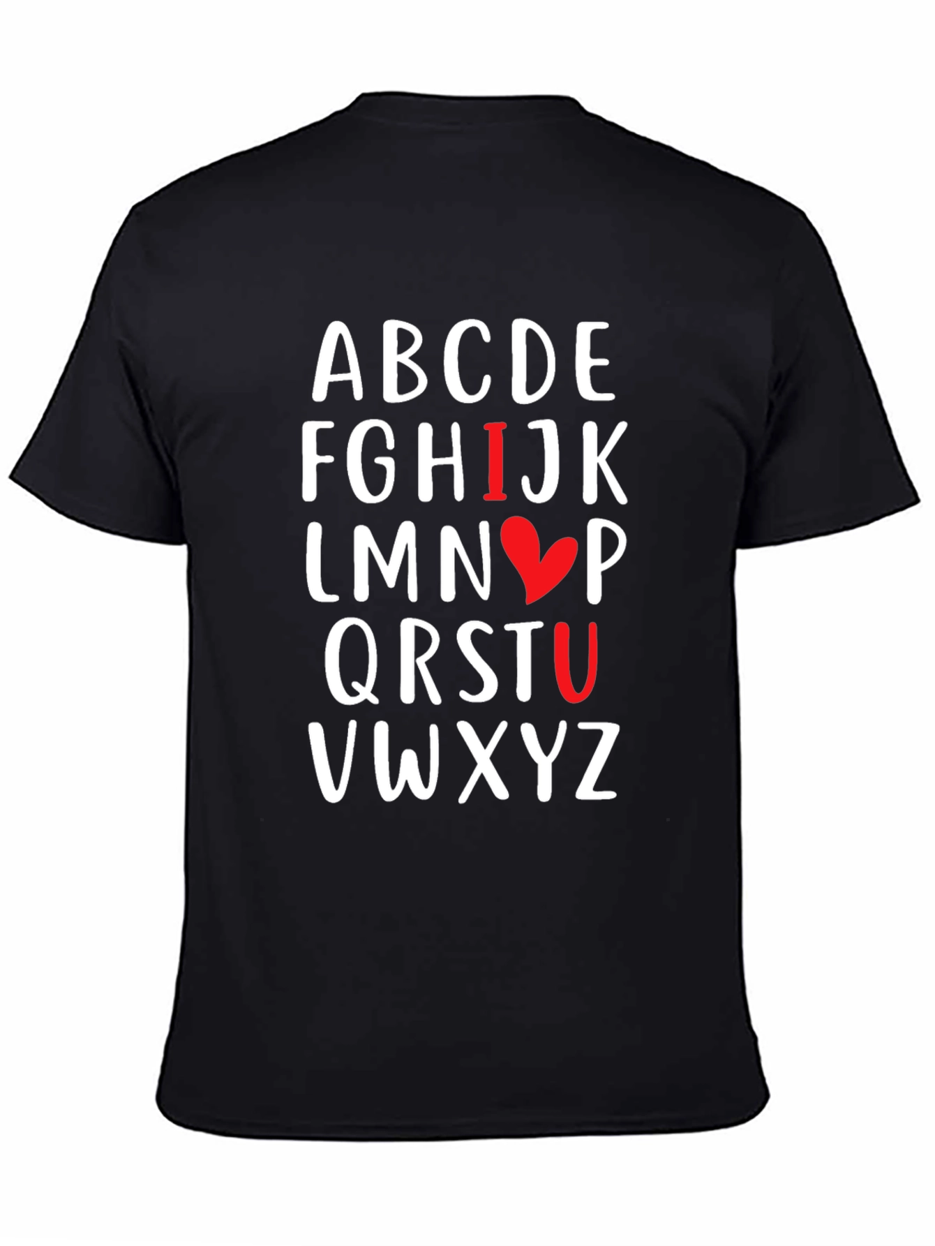 Alphabet I Love You Black T-Shirt