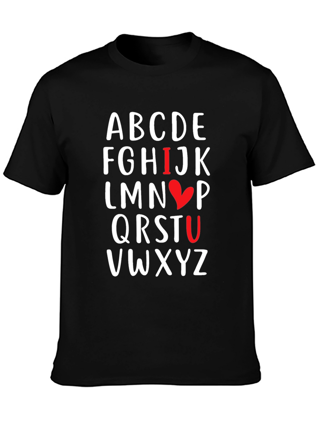 Alphabet I Love You Black T-Shirt