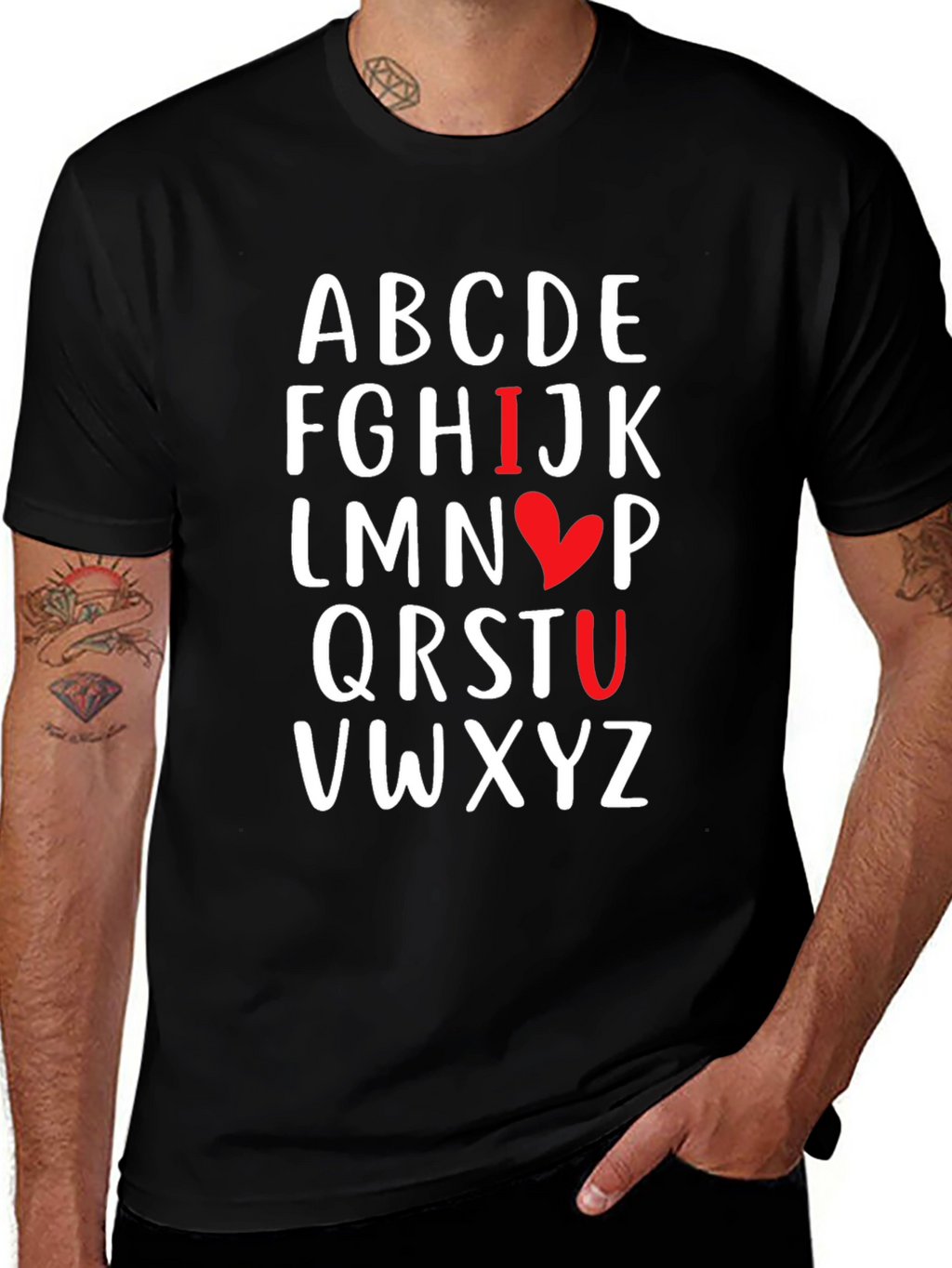 Alphabet I Love You Black T-Shirt