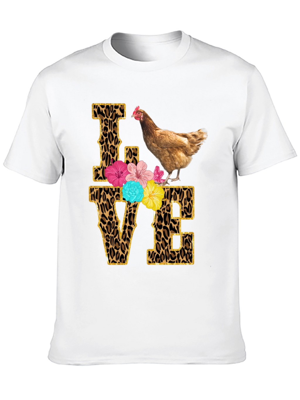 Chicken Love T-Shirt - Leopard Print