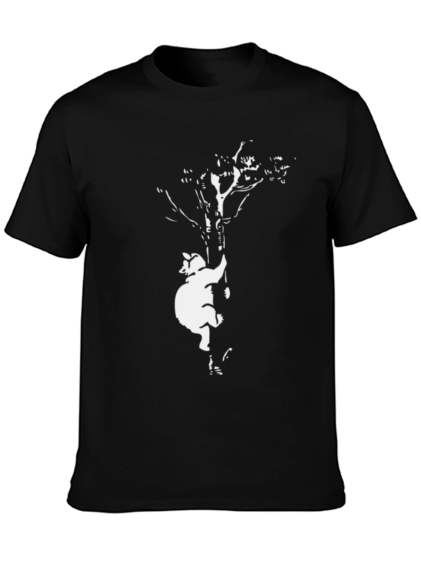 Bear Climbing Tree Black T-Shirt