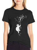 Bear Climbing Tree Black T-Shirt