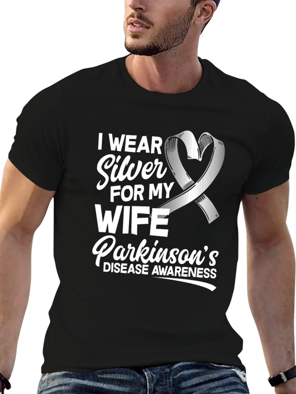 Parkinsons Awareness T-Shirt - Silver Ribbon