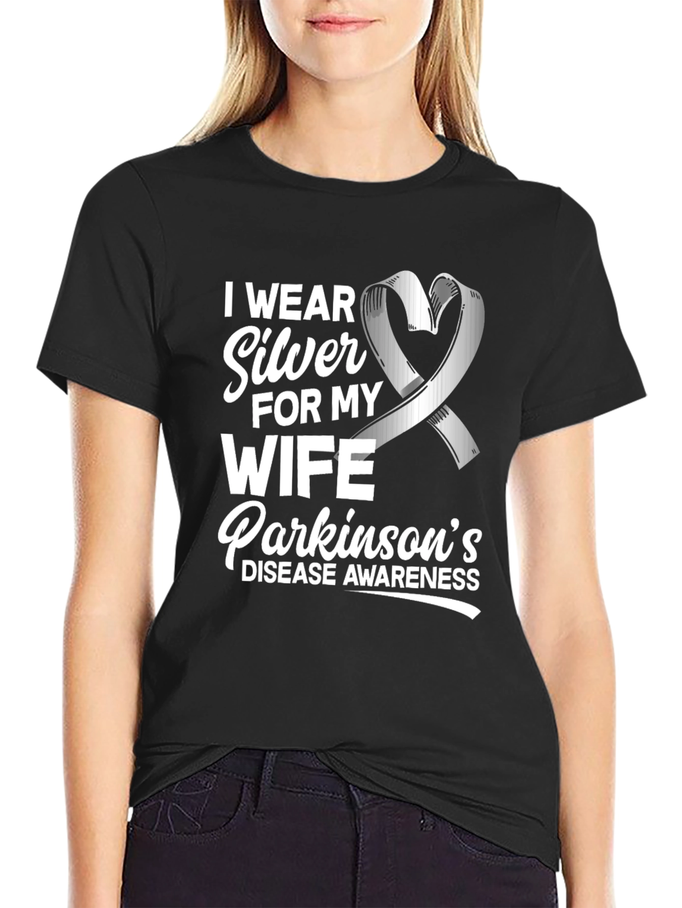 Parkinsons Awareness T-Shirt - Silver Ribbon
