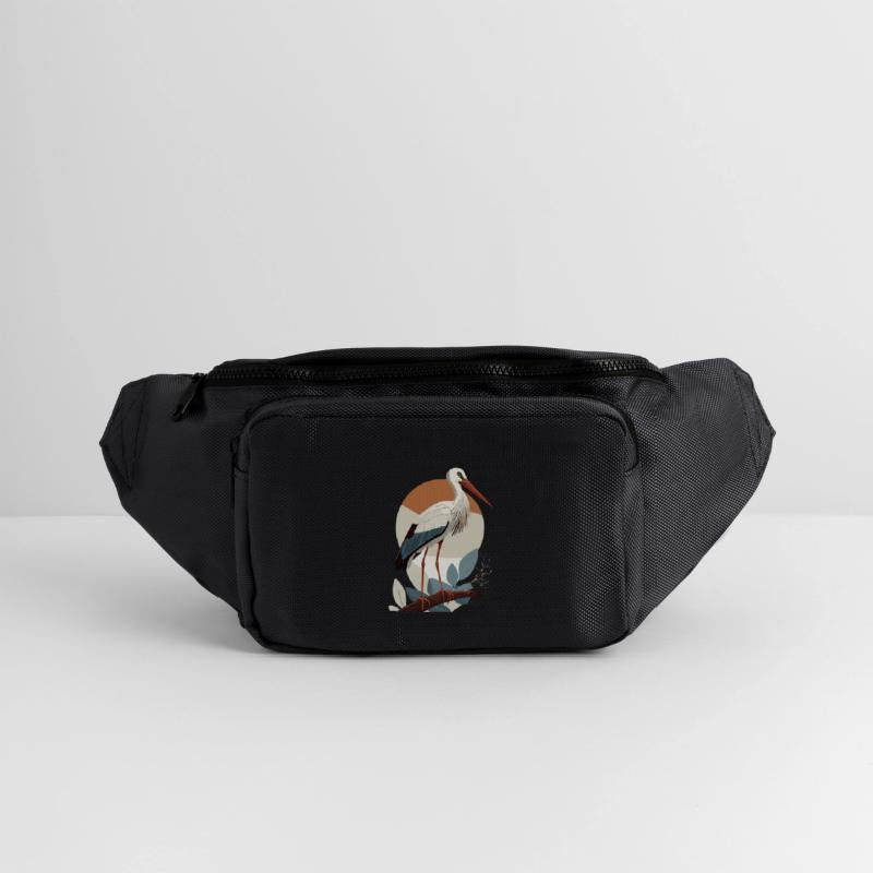 Elegant Stork Illustration for Nature Apparel