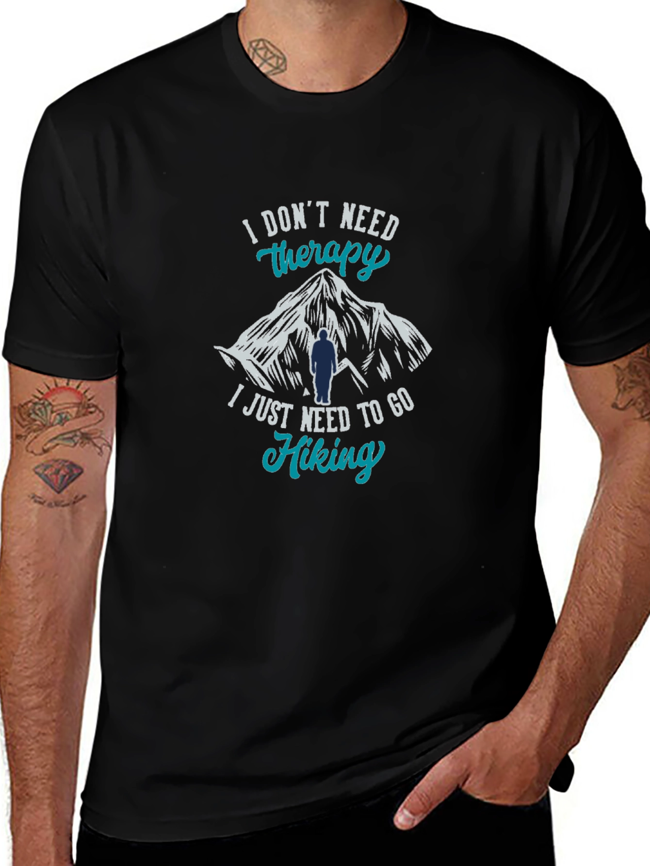 Hiking Therapy T-Shirt - Mountain Design