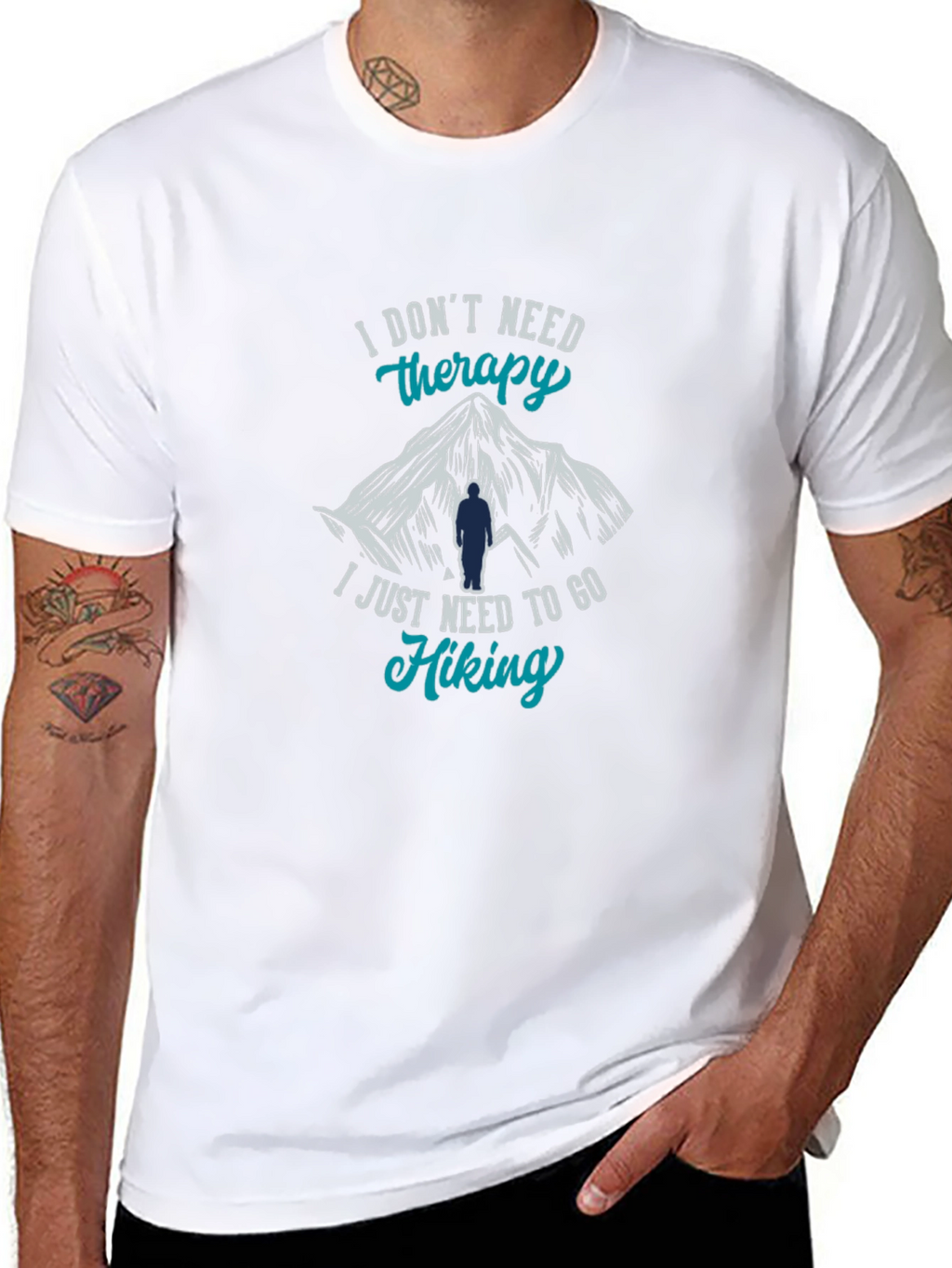 Hiking Therapy T-Shirt - Mountain Design