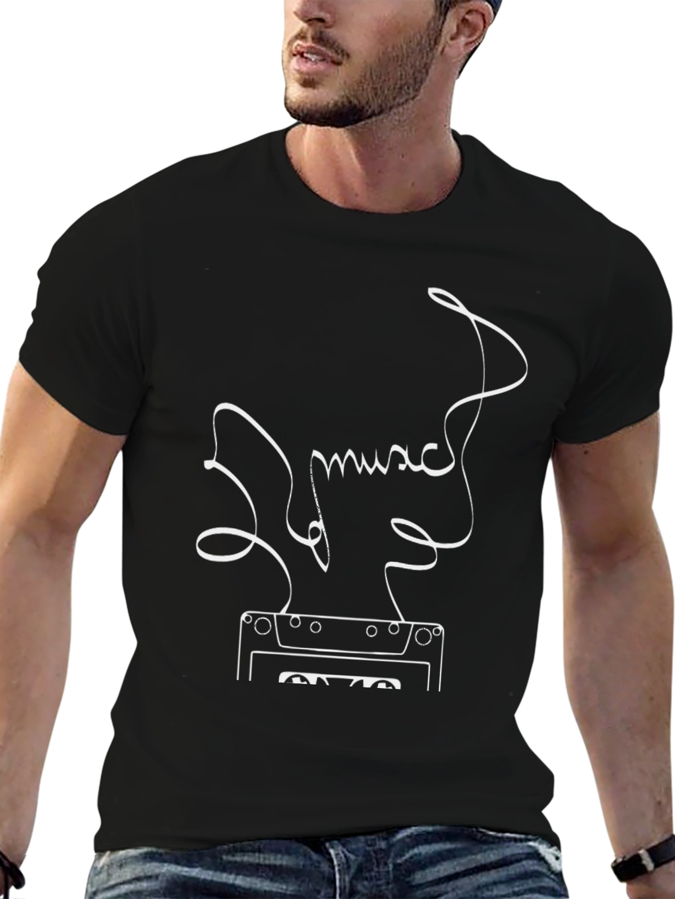 Music Cassette Tape Graphic Black T-Shirt