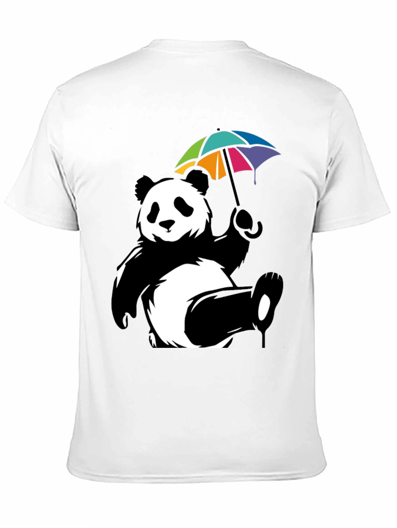 Panda Bear Umbrella Graphic Tee - Mens Black T-Shirt