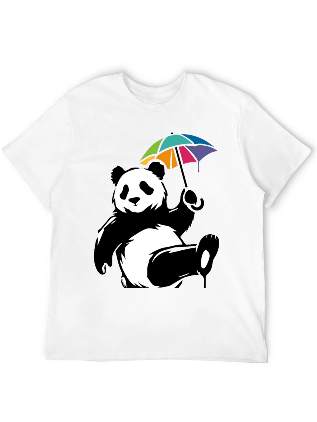 Panda Bear Umbrella Graphic Tee - Mens Black T-Shirt