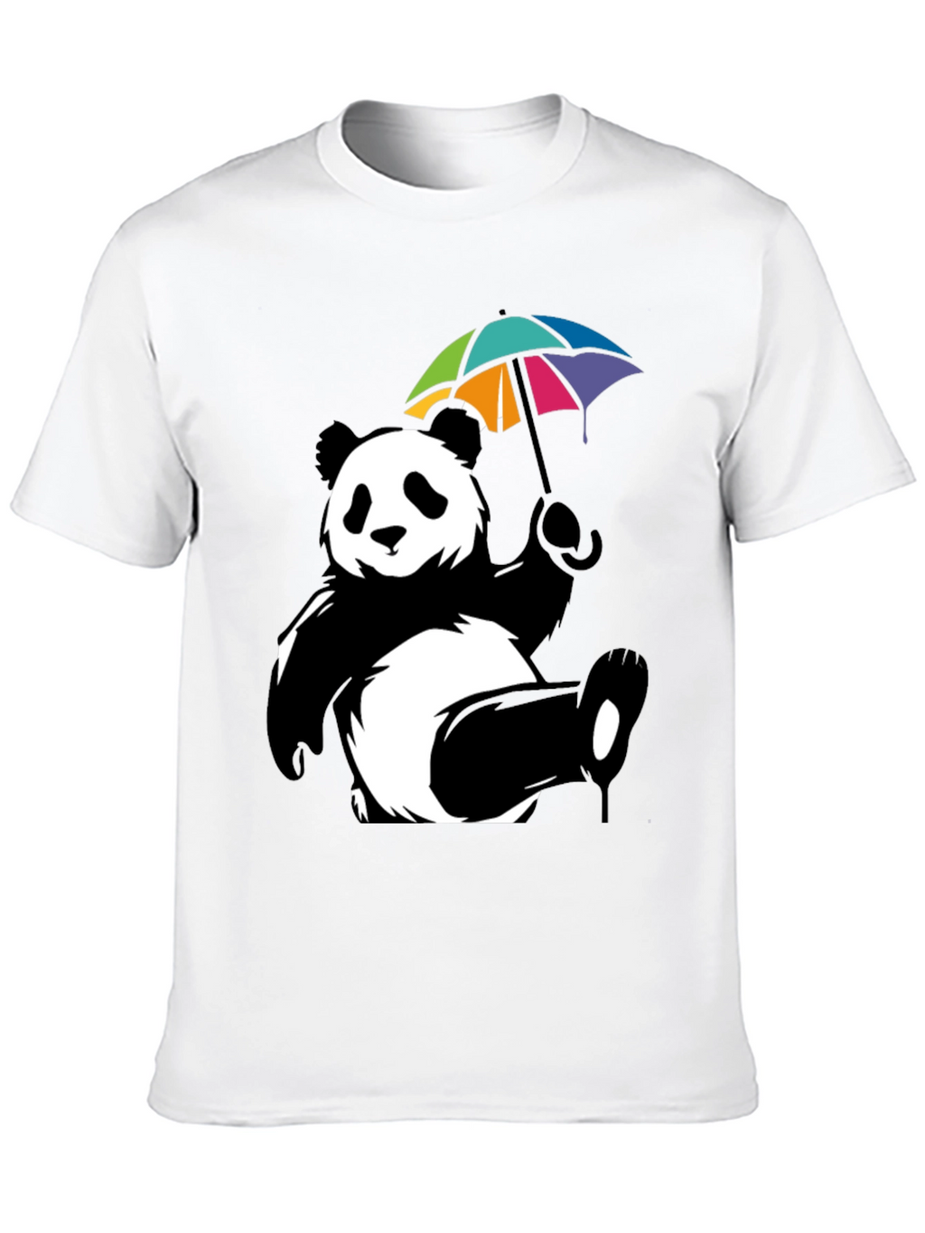 Panda Bear Umbrella Graphic Tee - Mens Black T-Shirt