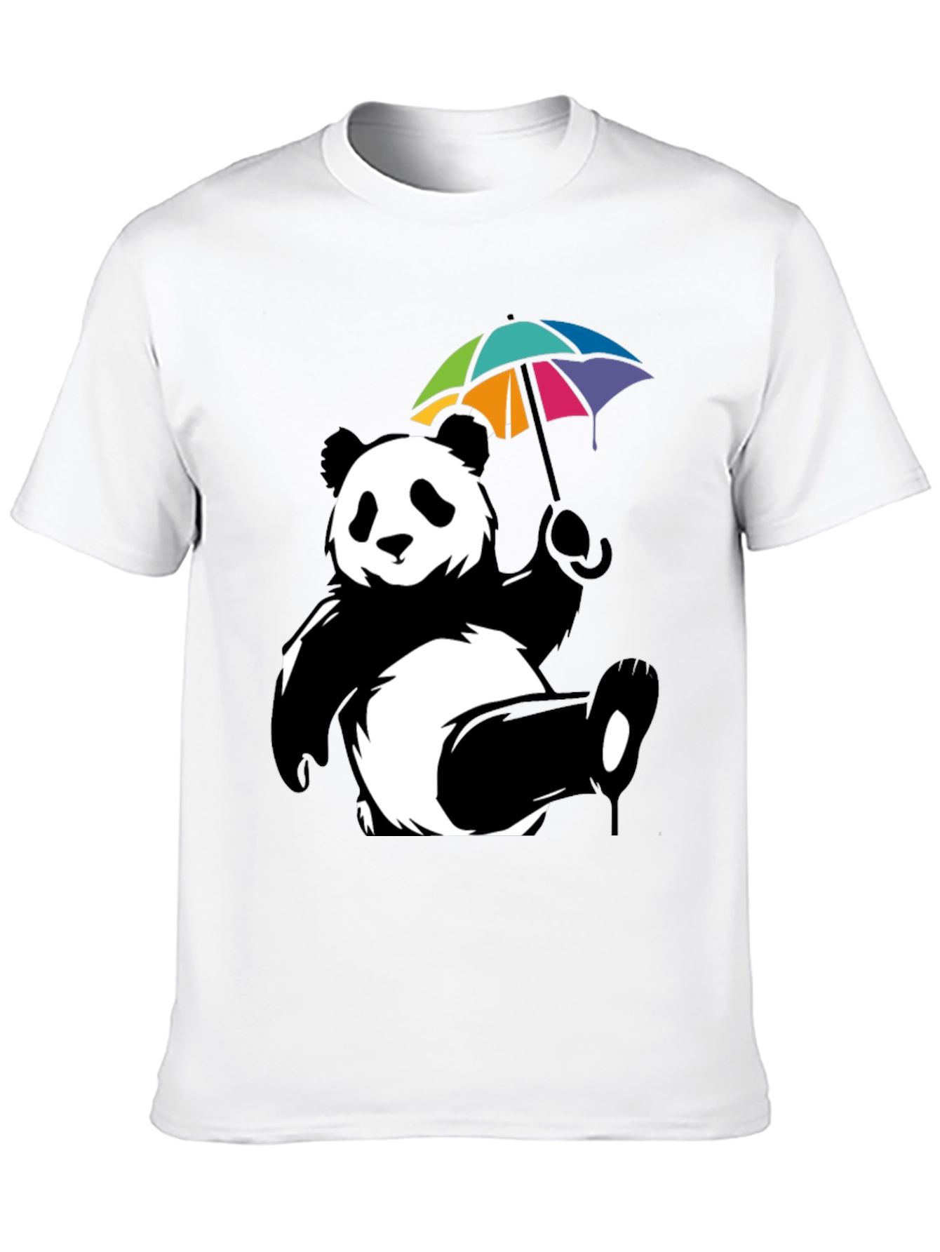 Panda Bear Umbrella Graphic Tee - Mens Black T-Shirt