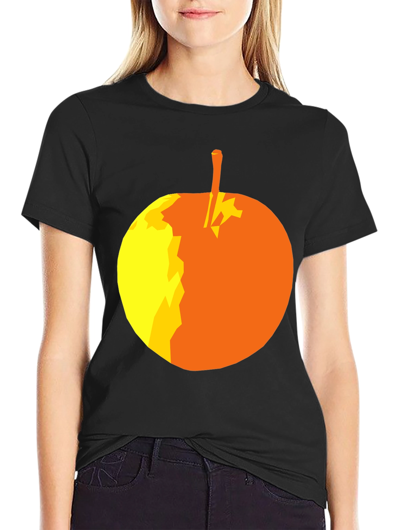 Abstract Apple Graphic T-Shirt - Stylish Black Tee