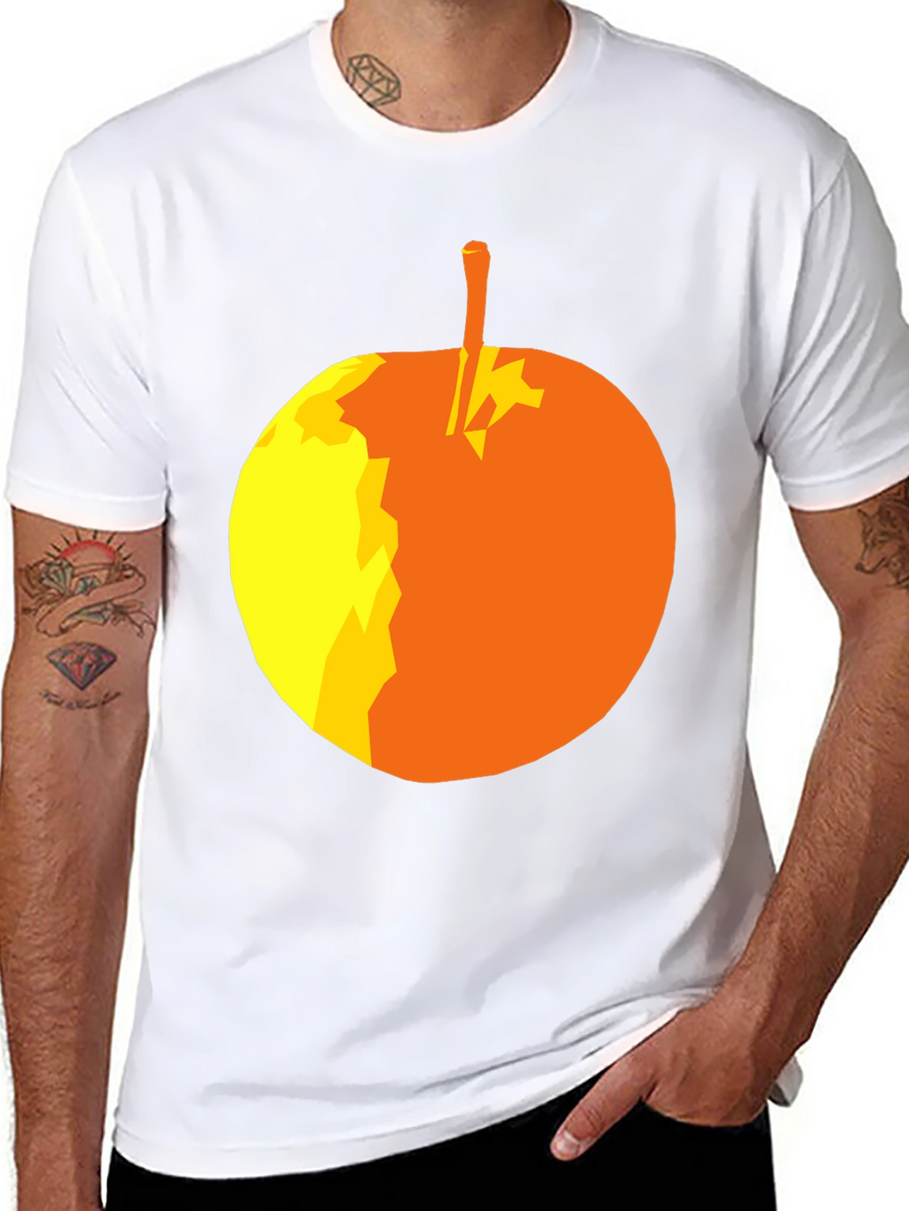 Abstract Apple Graphic T-Shirt - Stylish Black Tee