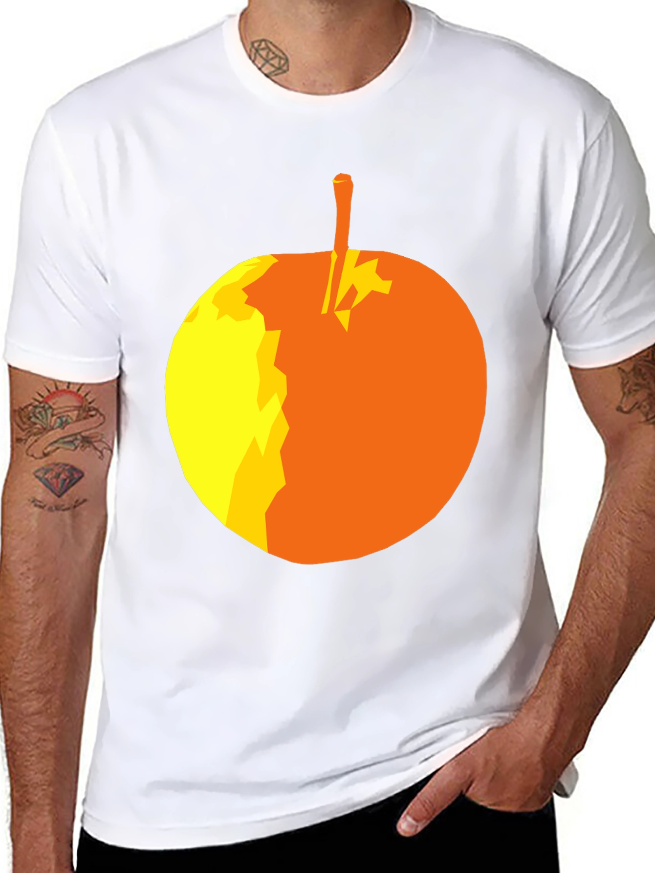 Abstract Apple Graphic T-Shirt - Stylish Black Tee