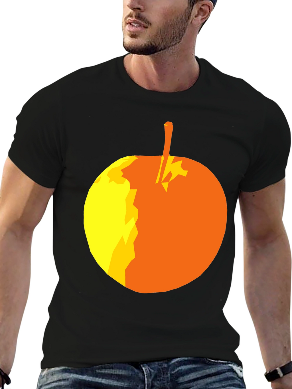 Abstract Apple Graphic T-Shirt - Stylish Black Tee