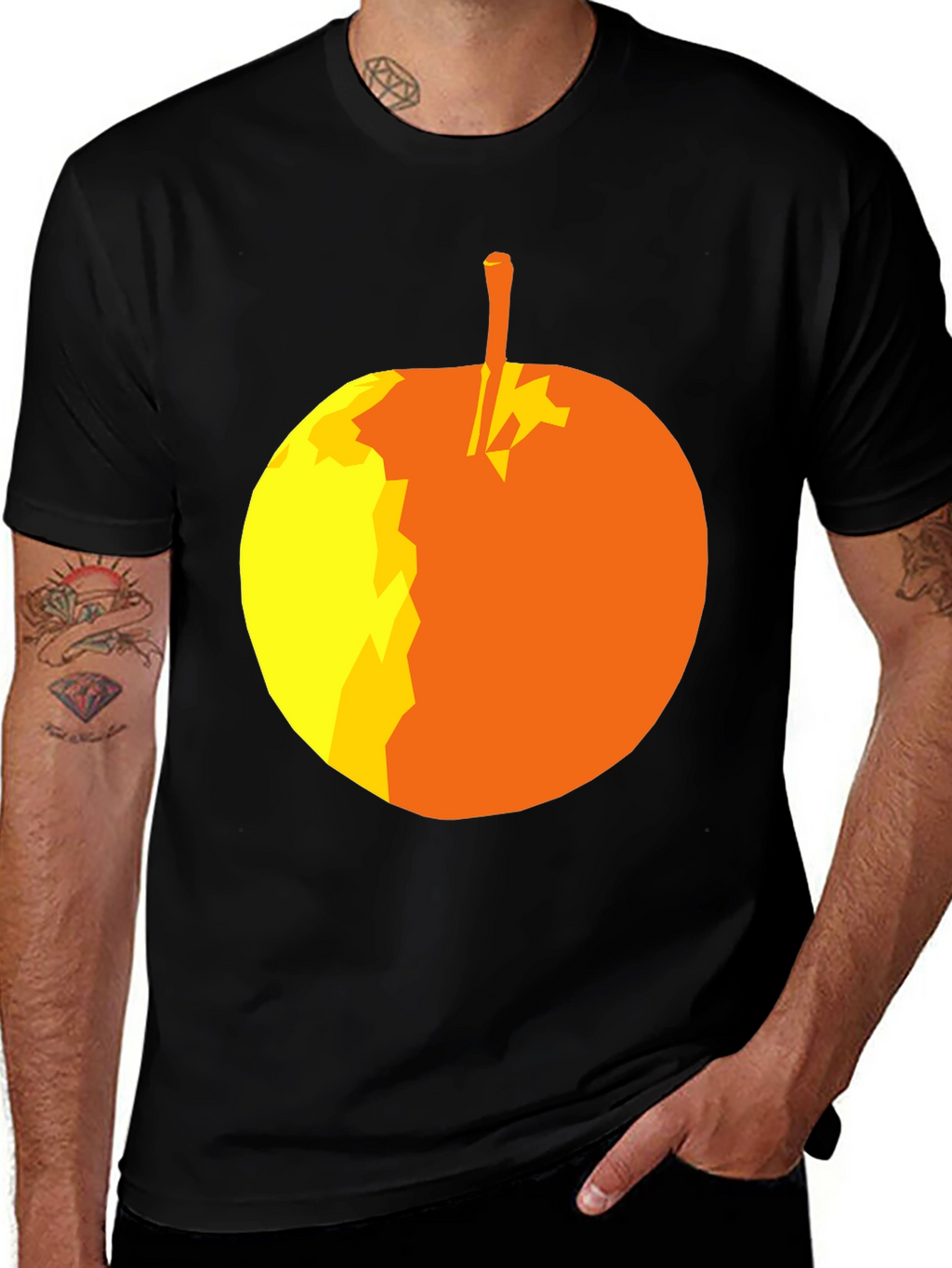 Abstract Apple Graphic T-Shirt - Stylish Black Tee