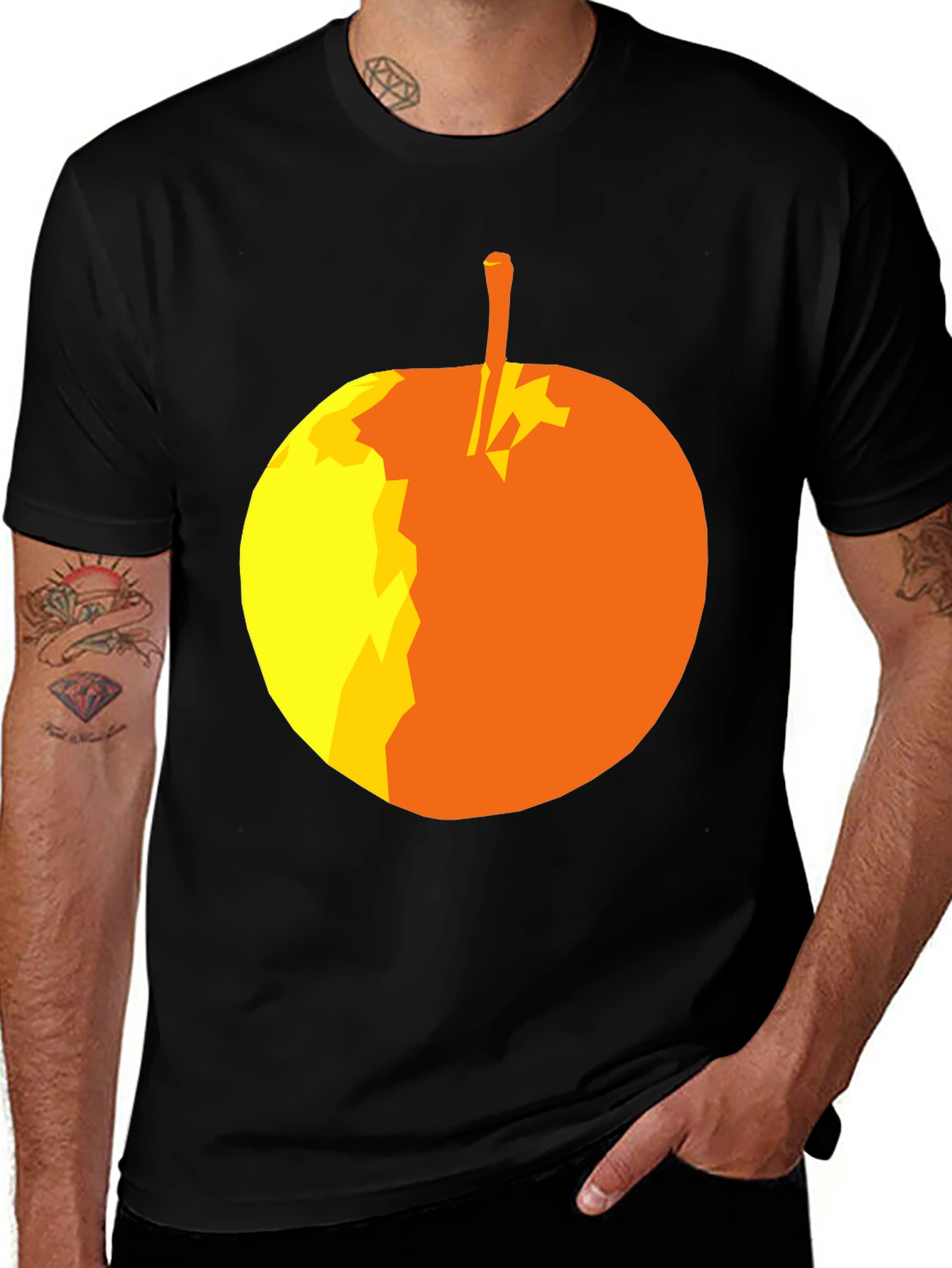 Abstract Apple Graphic T-Shirt - Stylish Black Tee