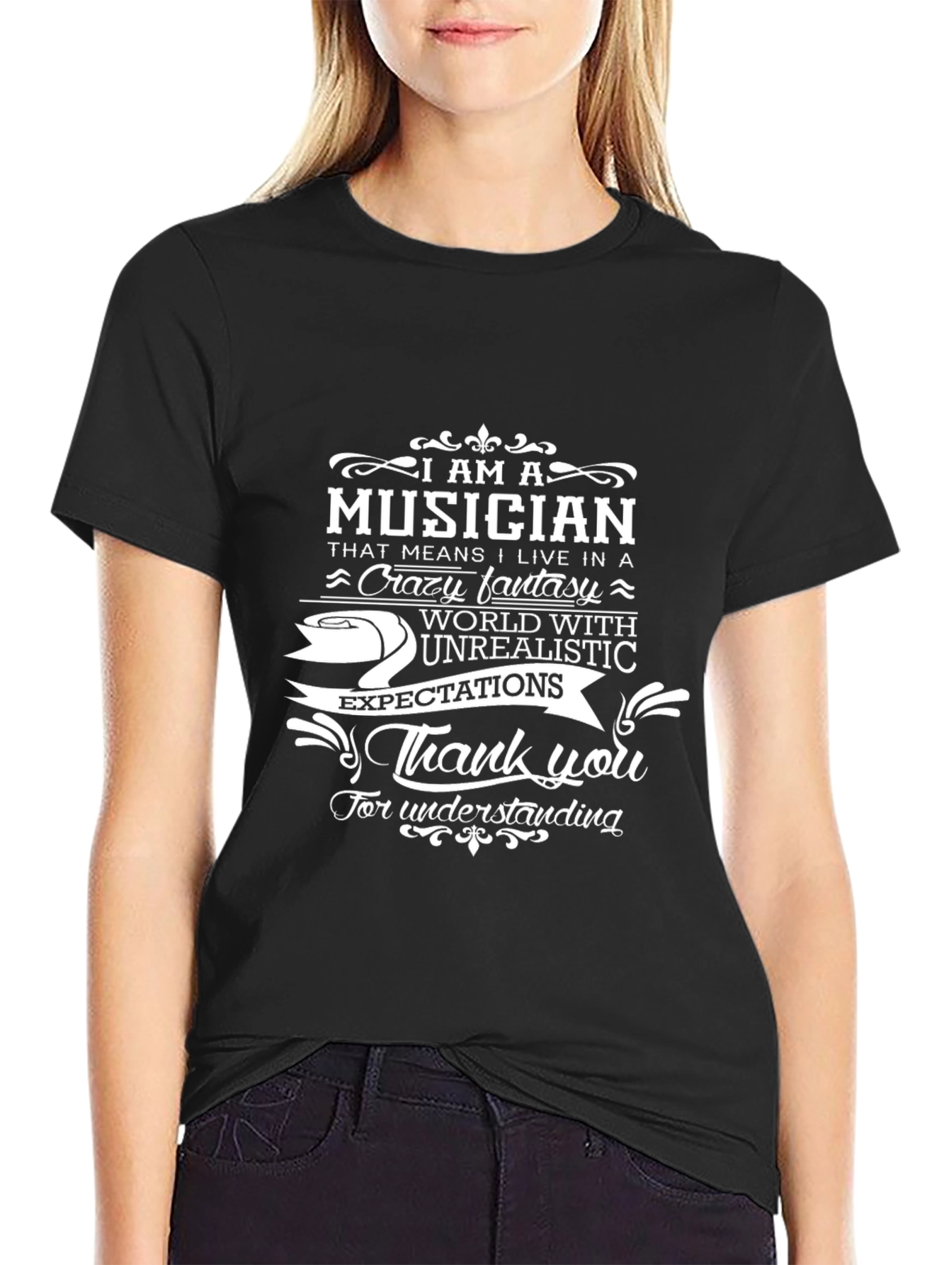 Musician Novelty T-Shirt: Crazy Fantasy World