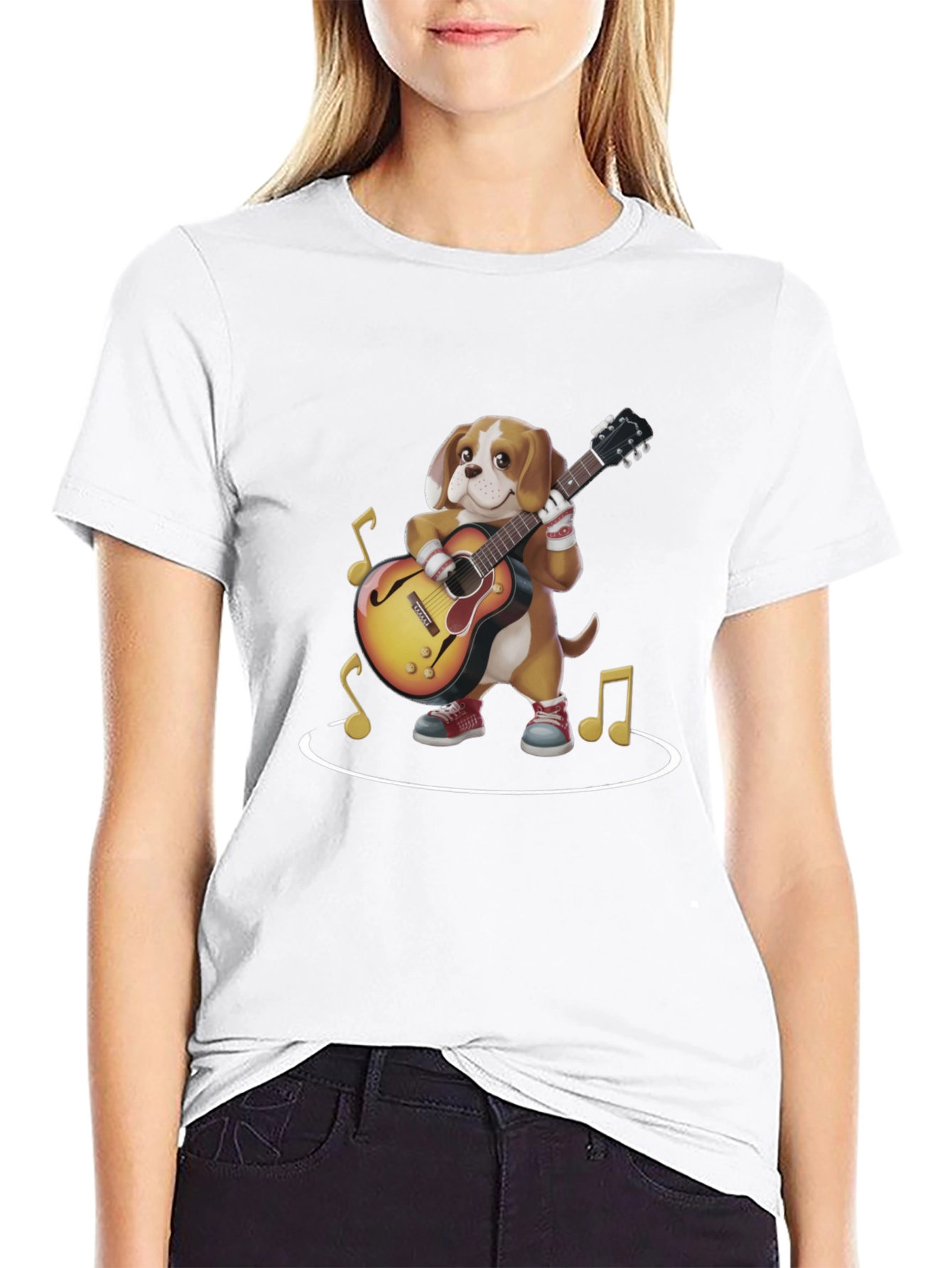 Dog Playing Guitar Graphic Tee