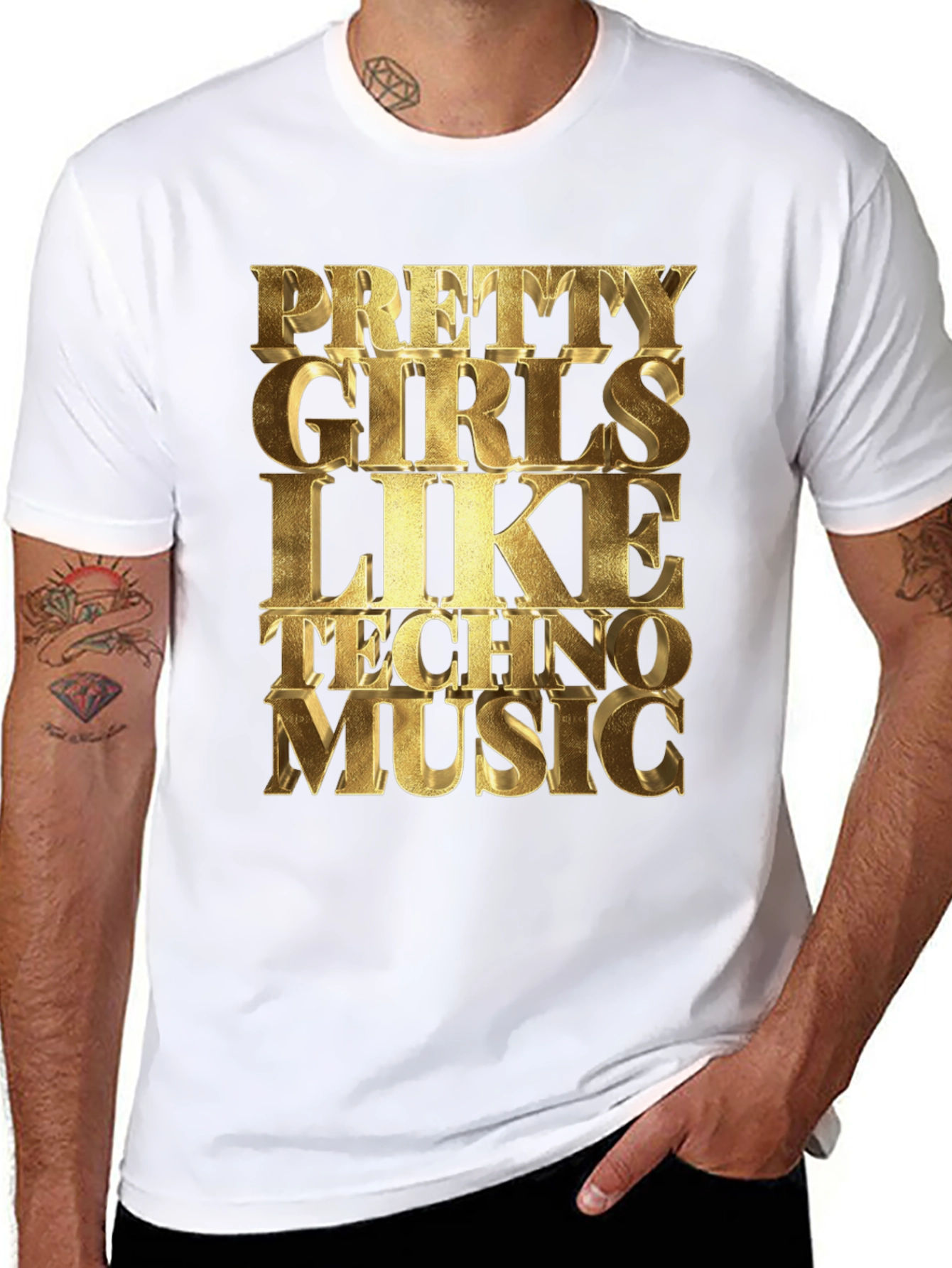 Pretty Girls Love Techno Music Graphic Tee
