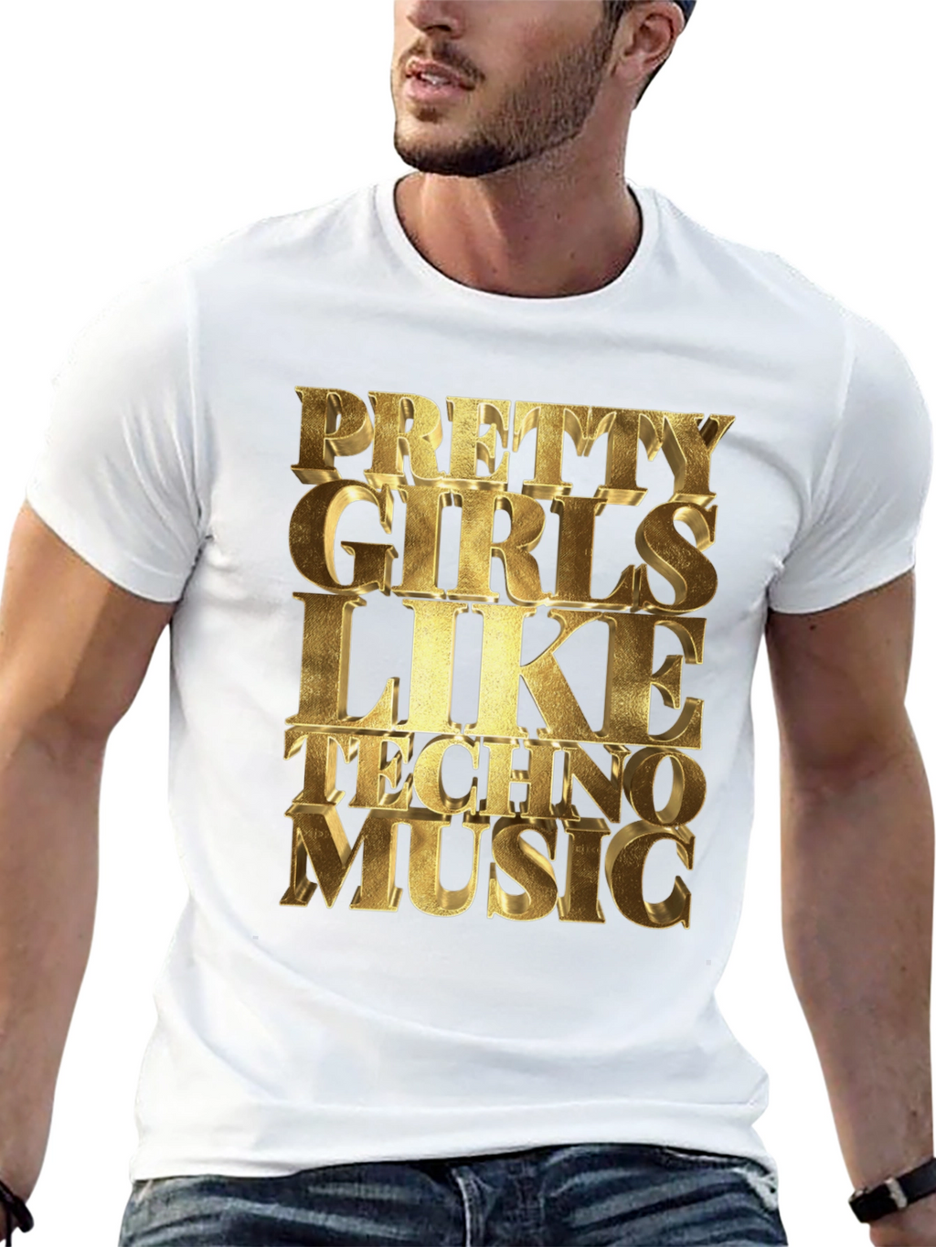 Pretty Girls Love Techno Music Graphic Tee