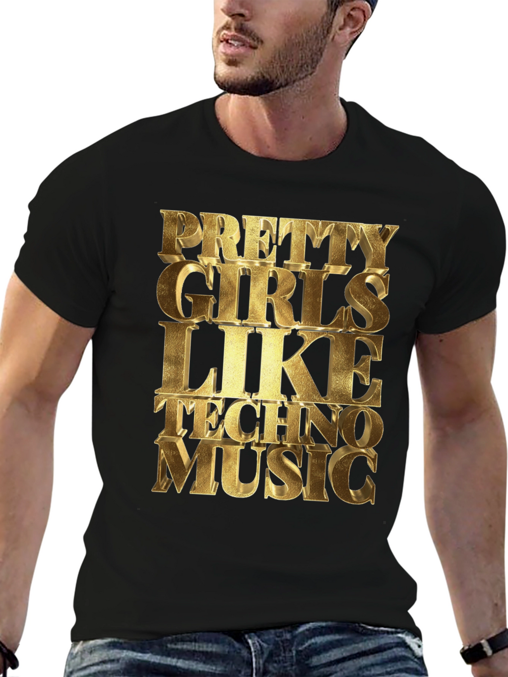 Pretty Girls Love Techno Music Graphic Tee