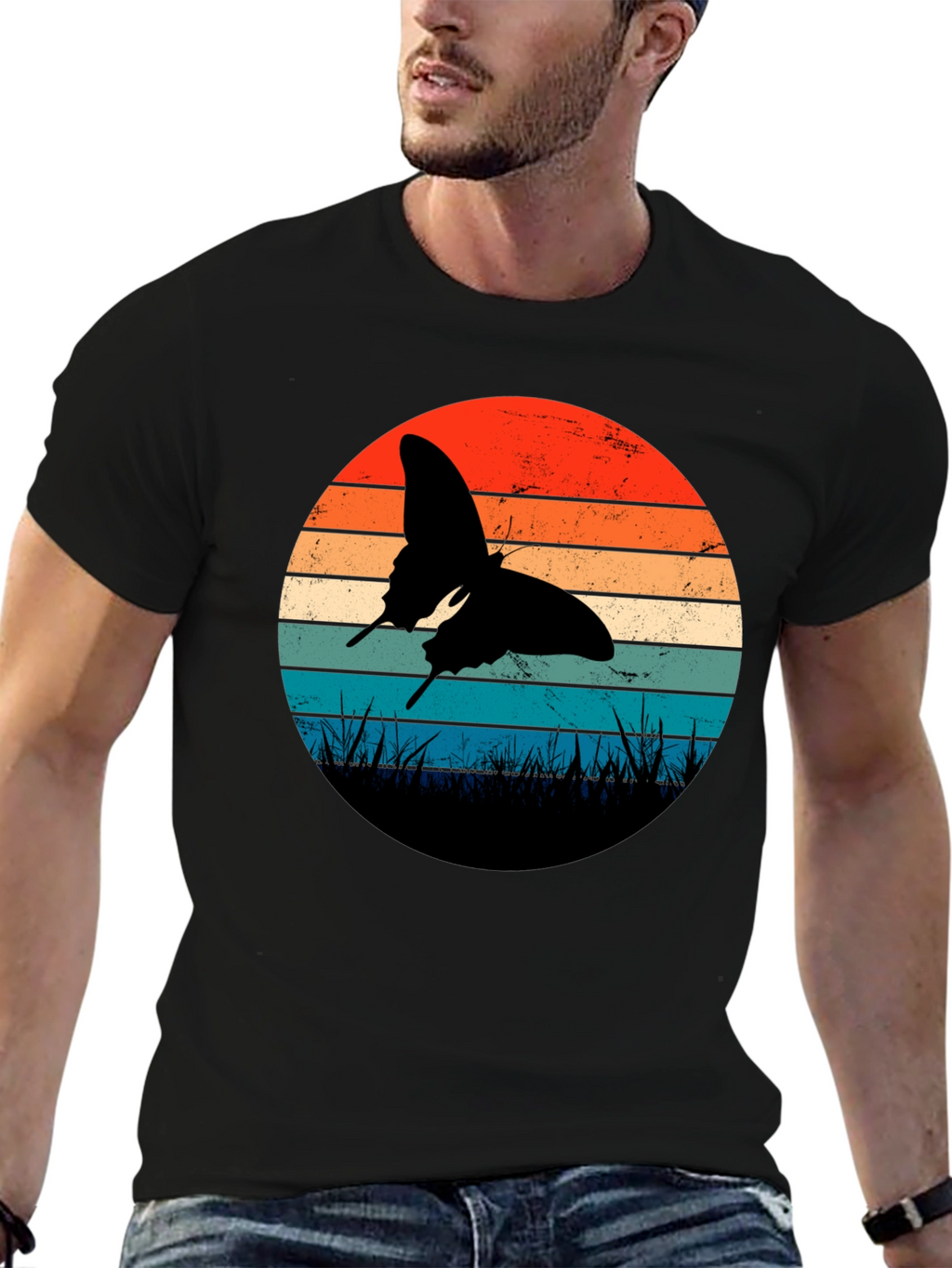 Retro Butterfly Sunset Graphic Tee
