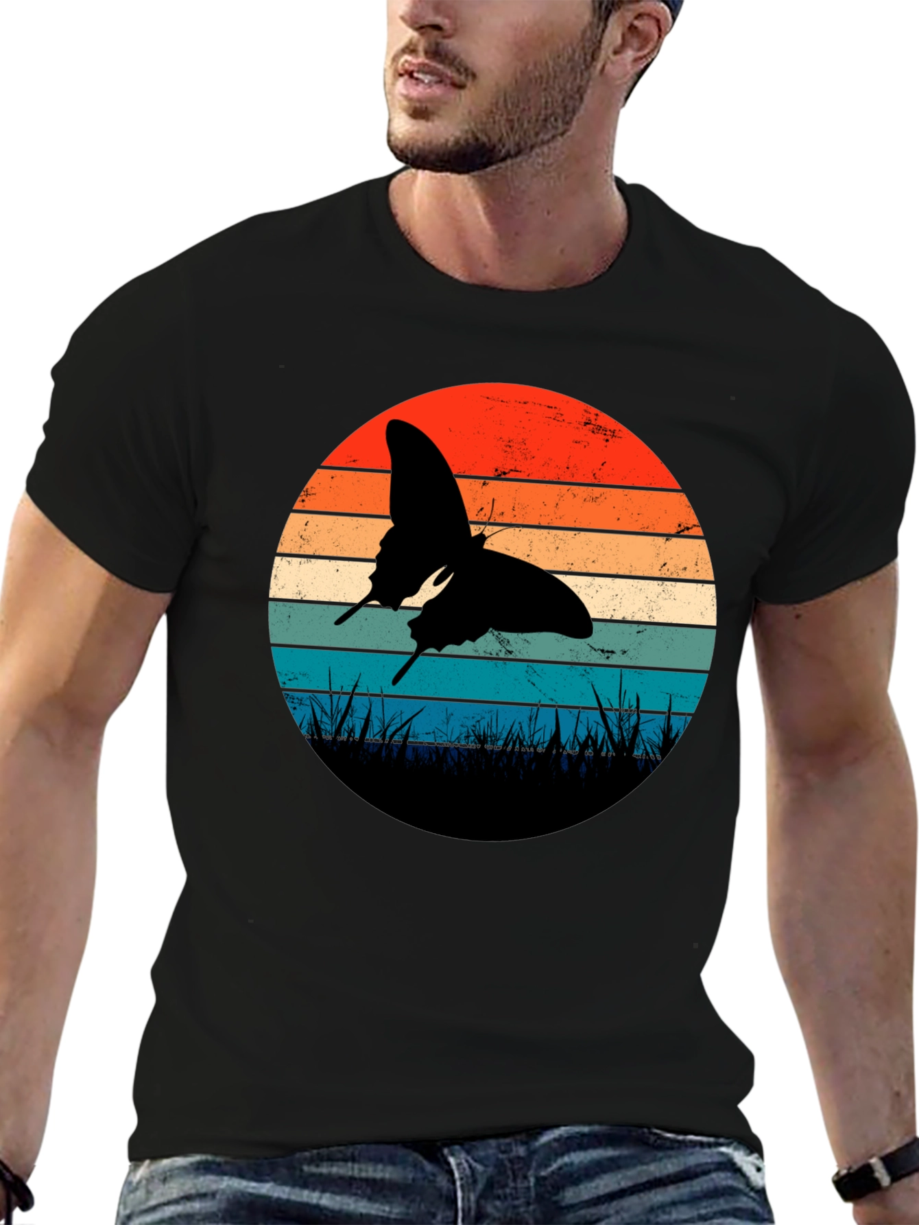 Retro Butterfly Sunset Graphic Tee