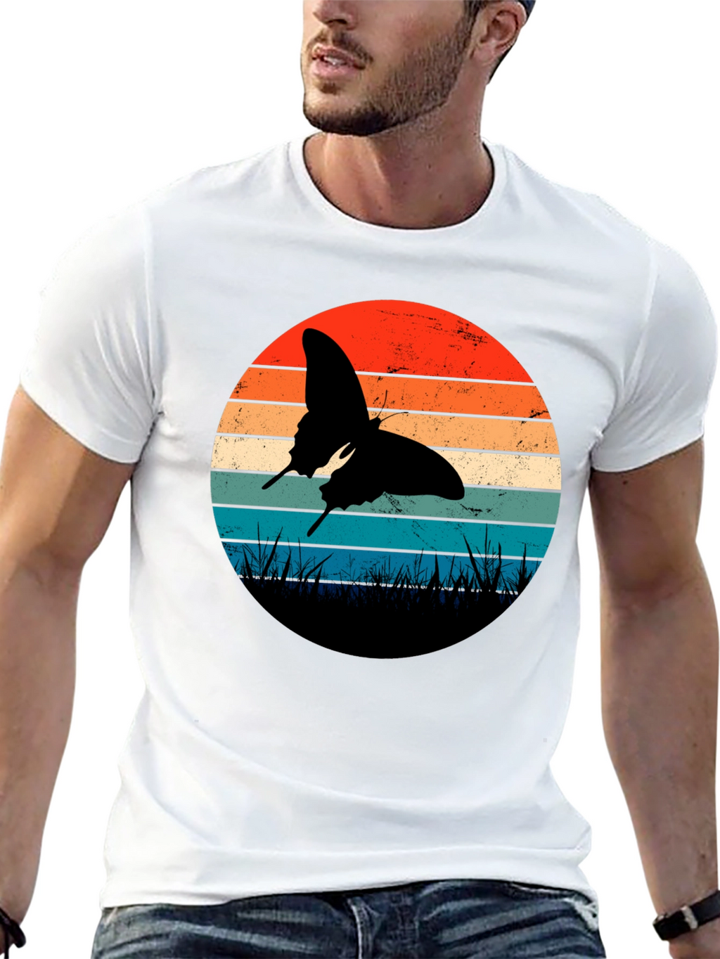 Retro Butterfly Sunset Graphic Tee