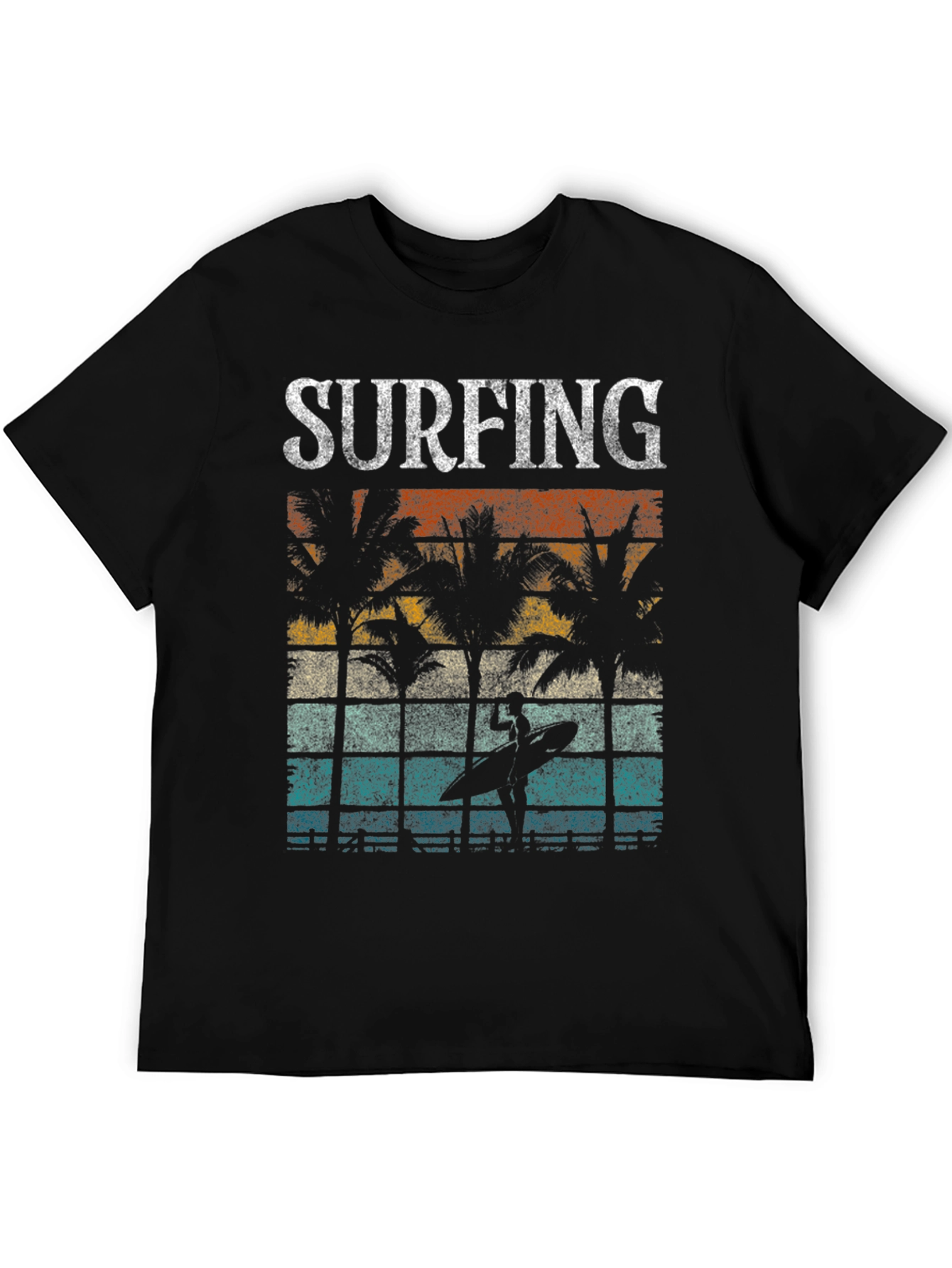 Vintage Surfing Palm Tree Graphic T-Shirt
