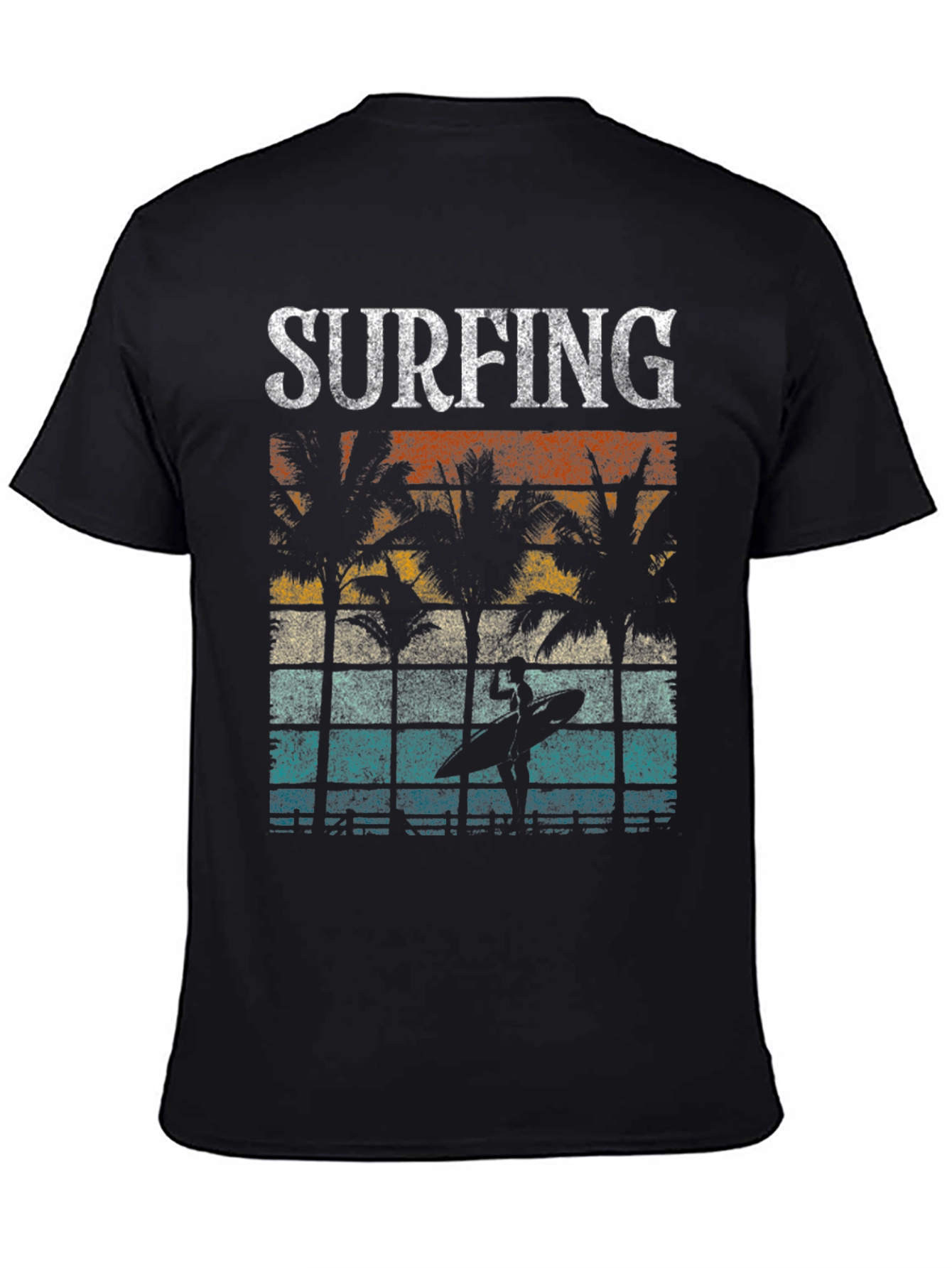 Vintage Surfing Palm Tree Graphic T-Shirt