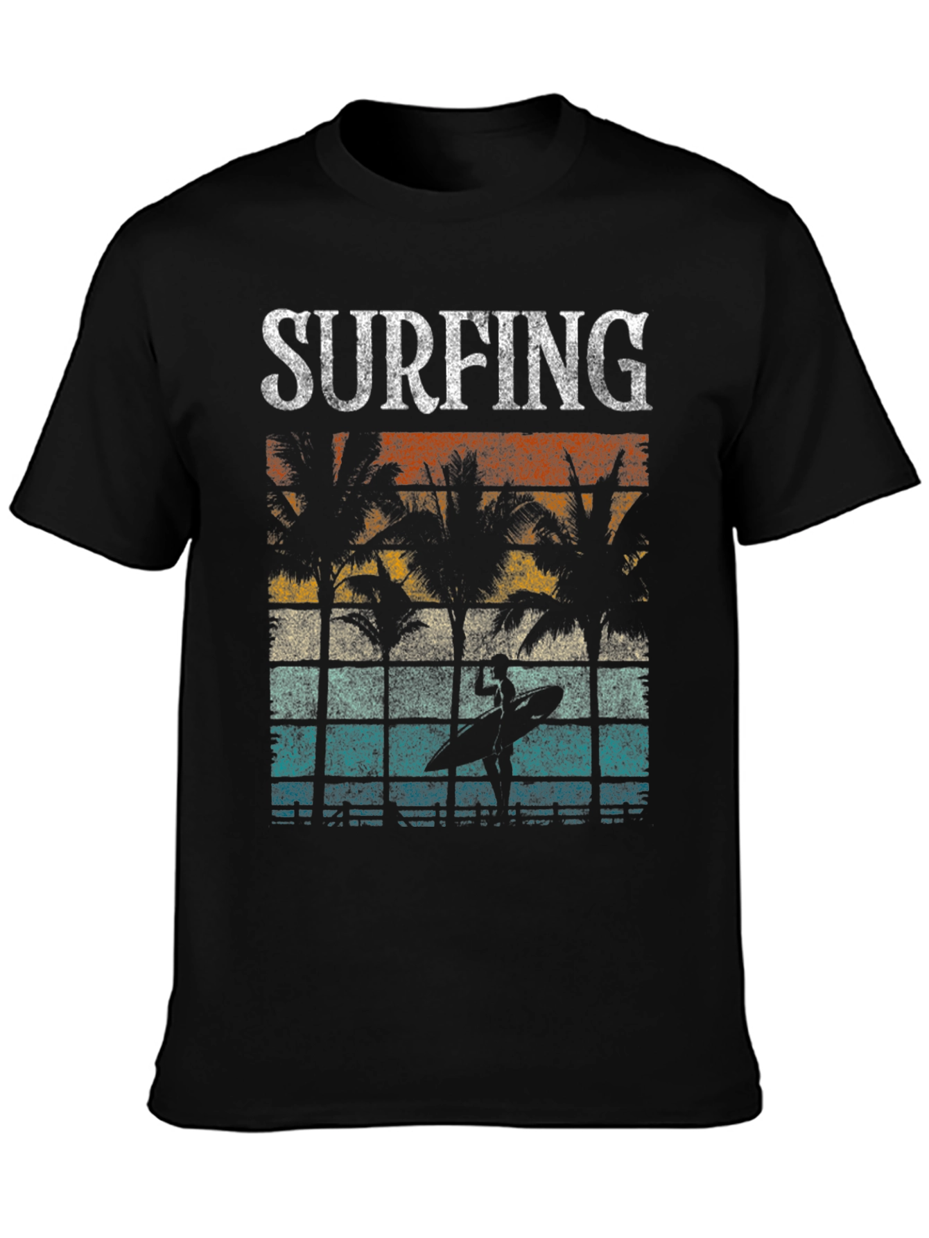 Vintage Surfing Palm Tree Graphic T-Shirt