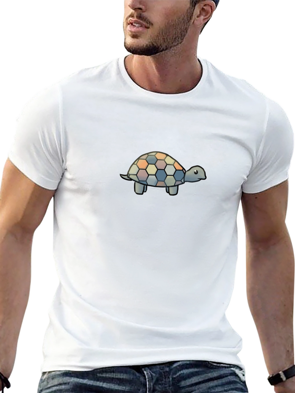 Turtle Patterned Mens Black T-Shirt