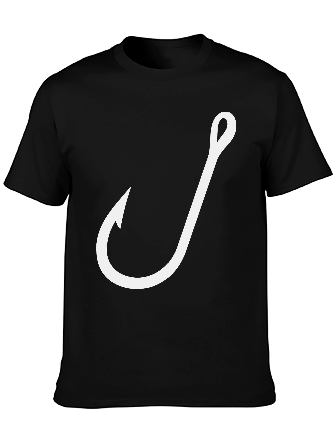 Fishing Hook Graphic T-Shirt - Black Crew Neck Tee
