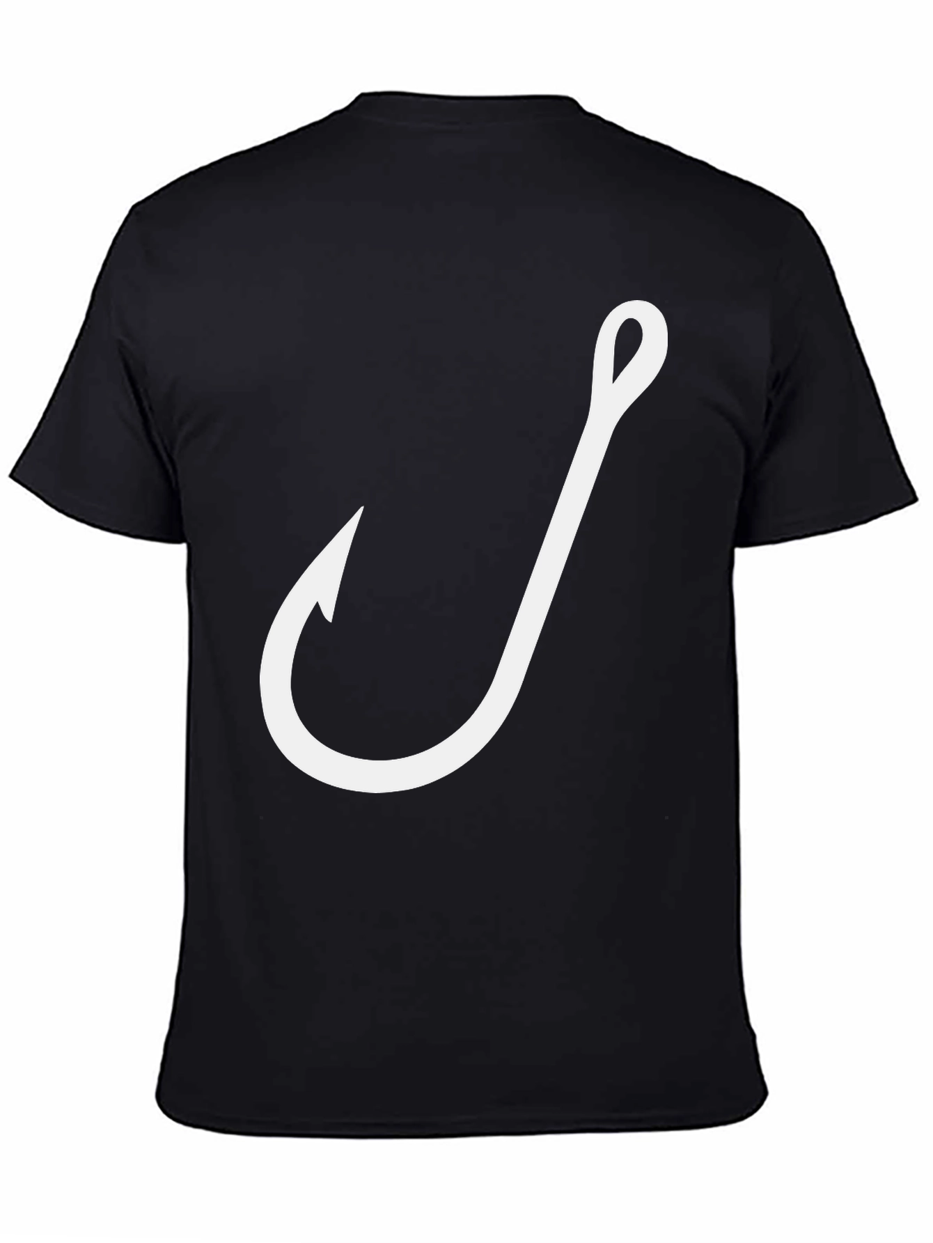 Fishing Hook Graphic T-Shirt - Black Crew Neck Tee