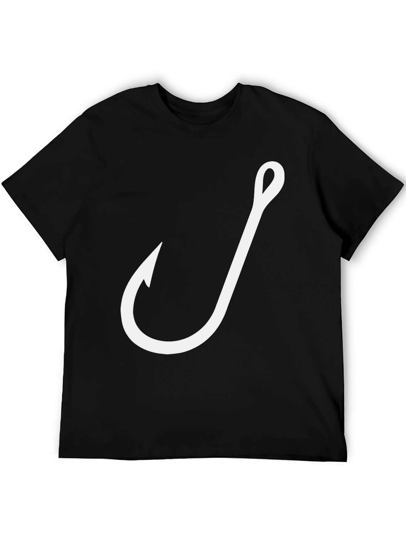 Fishing Hook Graphic T-Shirt - Black Crew Neck Tee