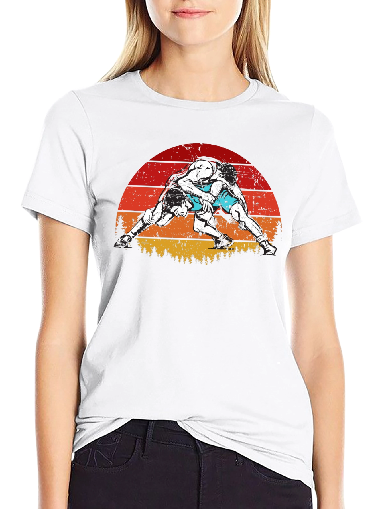 Wrestling Sunset Graphic T-Shirt