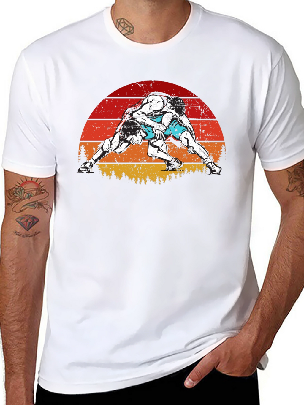 Wrestling Sunset Graphic T-Shirt