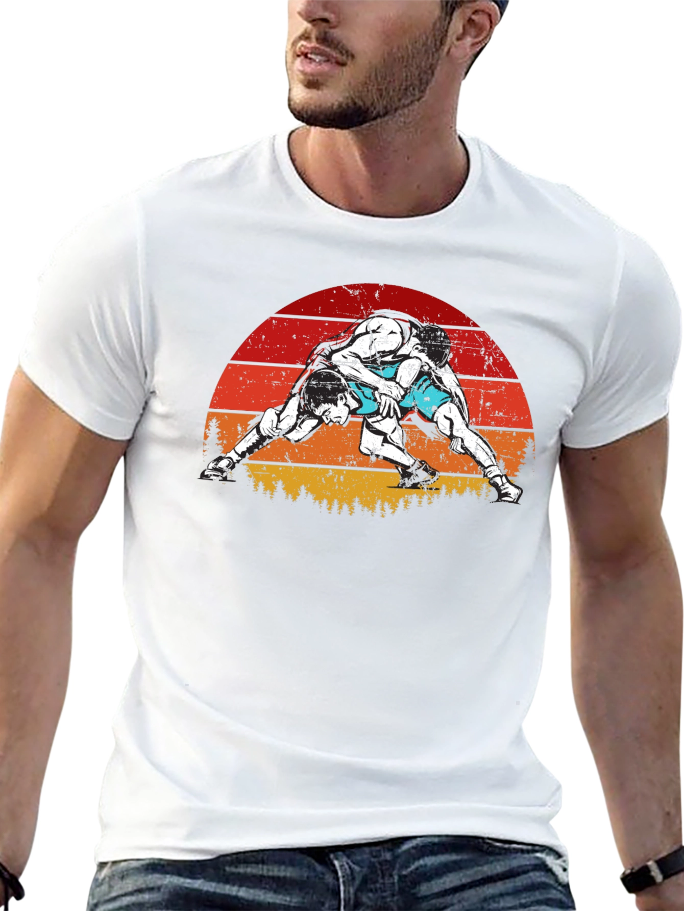 Wrestling Sunset Graphic T-Shirt